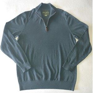 Eddie Bauer Men's Pullover Cashmere Cotton Blend Sweater LT Large Tall 1/4 Zip